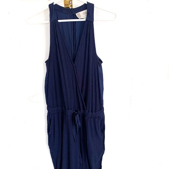 anthropologie navy juniper jumpsuit w/pockets M - Picture 3 of 9